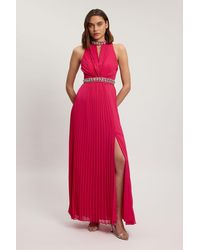Karen Millen - Petite Crystal Embellished Woven Split Maxi Dress - Lyst