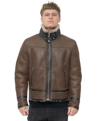 Infinity Leather - Retro Pilot Sheepskin Biker Jacket-Bogota - Lyst
