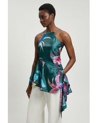 Karen Millen - Printed Metallic Floral Woven Top - Lyst