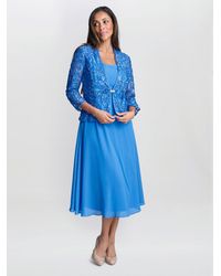 Gina Bacconi - Adele Soutache Lace Jacket With Chiffon Dress - Lyst