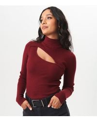 Gini London - High Neck Cut Out Detail Jumper - Lyst