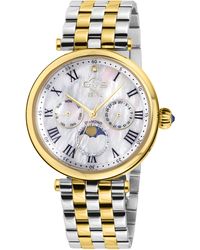 Gv2 - Florence Mother Of Pearl Dial Diamond Cut Ring On Two Tone Ip Bracelet Watch - Lyst