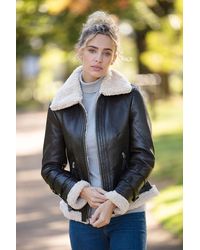 Ashwood Leather - '2419' Ladies Aviator Jacket With Faux Fur Lining - Lyst