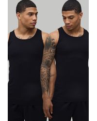 BoohooMAN - 2 Pack Basic Muscle Fit Vest - Lyst