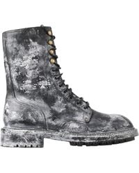 Dolce & Gabbana - Leather Mid Calf Boots Shoes - Lyst