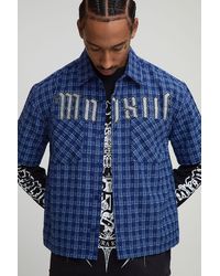 BoohooMAN - Oversized Microflannel Mmxiii Applique Double Pocket Boxy Shirt - Lyst