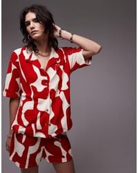 TOPSHOP - Abstract Print Towelling Boxy Shirt Co-Ord - Lyst