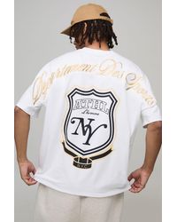 BoohooMAN - Oversized Embroidered Sports Department Varsity T-Shirt - Lyst