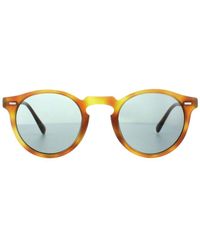 Oliver Peoples - Retro Round Semi Matt Havana Photochromic Sunglasses - Lyst