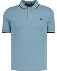 Fred Perry - Twin Getipt Asblauw Poloshirt - Lyst