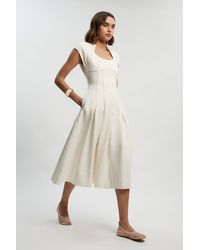 Karen Millen - Compact Stretch Dropped Waist Full Skirted Midi Dress - Lyst