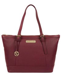 Pure Luxuries - 'Emily' Pomegranate Leather Tote Bag - Lyst