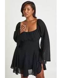 Boohoo - Plus Chiffon Godet Skater - Lyst