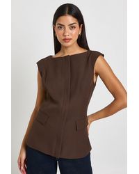 Boohoo - Longline Boat Neck Tailored Top - Lyst