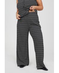 Brave Soul - Curve Jersey Knit Striped Wide Leg Trousers - Lyst