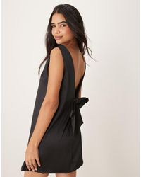 ASOS - Satin Deep V Bow Back Mini Dress - Lyst