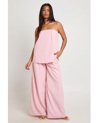 Boohoo - Concealed Waistband Wide Leg Tailored Trousers - Lyst