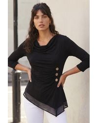 Roman - Button Detail Chiffon Hem Top - Lyst