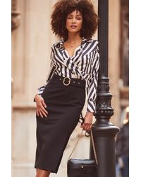 Sosandar - Champagne Two Part Belted Pencil Dress - Lyst