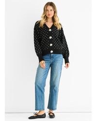 Gini London - Schwarzpunkt-Print-Knopf-Cardigan-Look-Pullover - Lyst