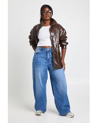 Boohoo - Plus Mid Waist Loose Fit Skater Jean - Lyst