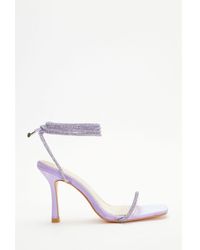 Quiz - Satin Clear Ankle Tie Heeled Sandals - Lyst