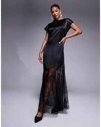 ASOS - Satin And Lace Mix Maxi T Shirt Dress - Lyst