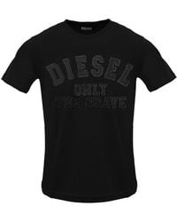 DIESEL - Monotone Embossed Logo Caviar T-Shirt Cotton - Lyst