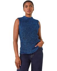 Roman - High Neck Fluffy Tinsel Knit Top - Lyst