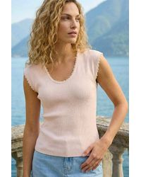 Roman - Faux Pearl Trim Top - Lyst