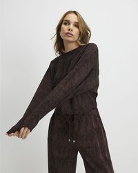 River Island - Top Premium Crinkle Effect Batwing - Lyst