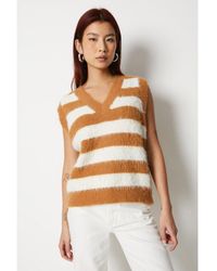 Warehouse - Striped V Neck Knitted Tank Top - Lyst