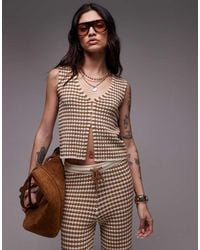 TOPSHOP - Knitted Check Pattern Waistcoat Co-Ord - Lyst