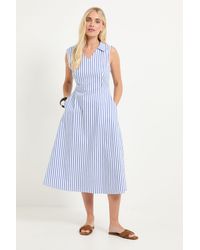PRINCIPLES - Petite Stripe Tie Waist Midi Dress - Lyst