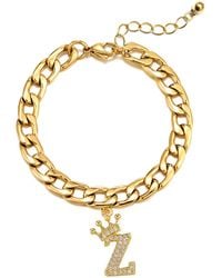 The Jewellery Stockroom - Plated Crystal Letter Charm Curb Bracelet - Lyst