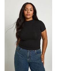 Boohoo - Plus Short Sleeve Longline Fitted Top - Lyst