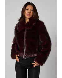 Urban Bliss - Cut Fur Belted Bomber Jacket - Lyst