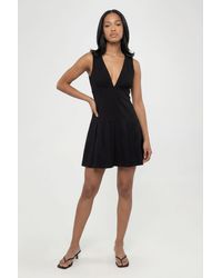 Boohoo - Bengaline Plunge Front Skater Dress - Lyst