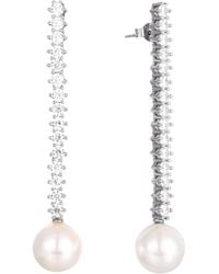 SEOL + GOLD - Sterling Statement Cz Pearl Drop Earrings - Lyst