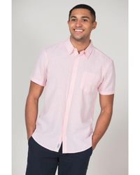 Tokyo Laundry - Pink Linen Blend Short Sleeve Button-up Shirt With Chest Pocket - Lyst