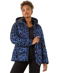 Roman - Animal Print Flocked Hooded Coat - Lyst