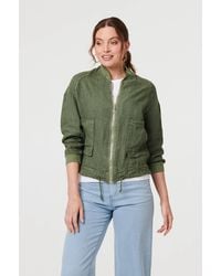 Izabel London - Pocket Detail Zip Front Bomber Jacket - Lyst