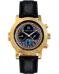 Heritor - Legacy Leather-Band Watch W/Day/Date - Lyst