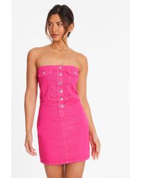 Quiz - Denim Bandeau Mini Dress Cotton - Lyst
