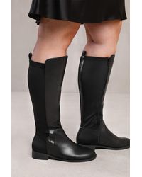 Where's That From - Wheres 'Parker' Stretch Wide Calf Knee High Boots With Side Zip - Lyst