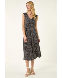 Roman - Spot Print Twist Front Dress - Lyst