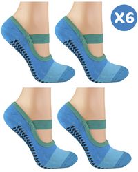 Sock Snob - 6 Pack Ladies Non Slip Yoga Socks With Straps - Lyst