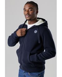 Tokyo Laundry - Dark Brushed Back Fleece Zip-Through Hoody With Borg Lining - Lyst