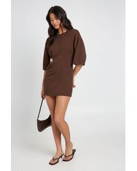 Boohoo - Trim Knot Front Woven Shift Dress - Lyst