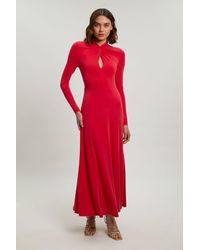 Karen Millen - Long Sleeve Jersey Maxi Dress - Lyst
